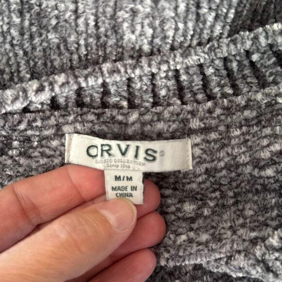 Orvis chenille v neck sweater womens size medium gray cozy soft warm comfy winte - Picture 6 of 9